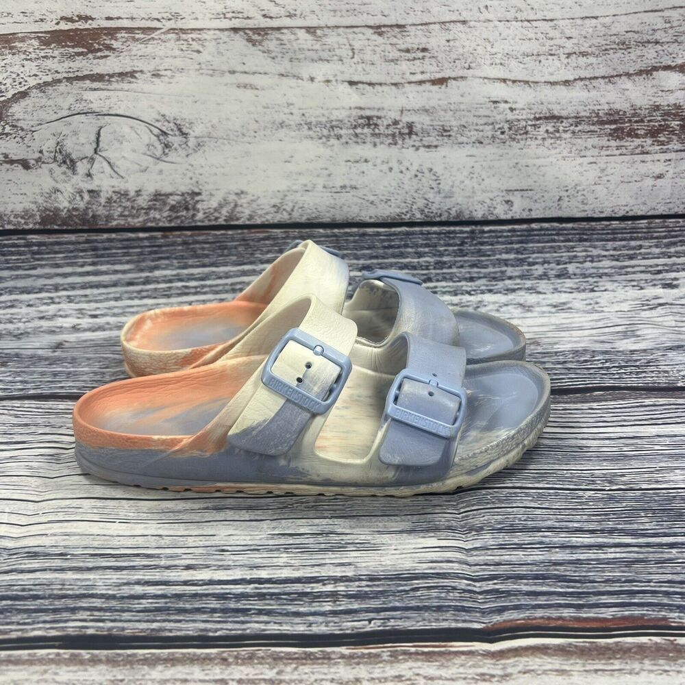 Birkenstock Arizona Essentials Eva Tie Dye White Blue Sandals, Women’s Size 7